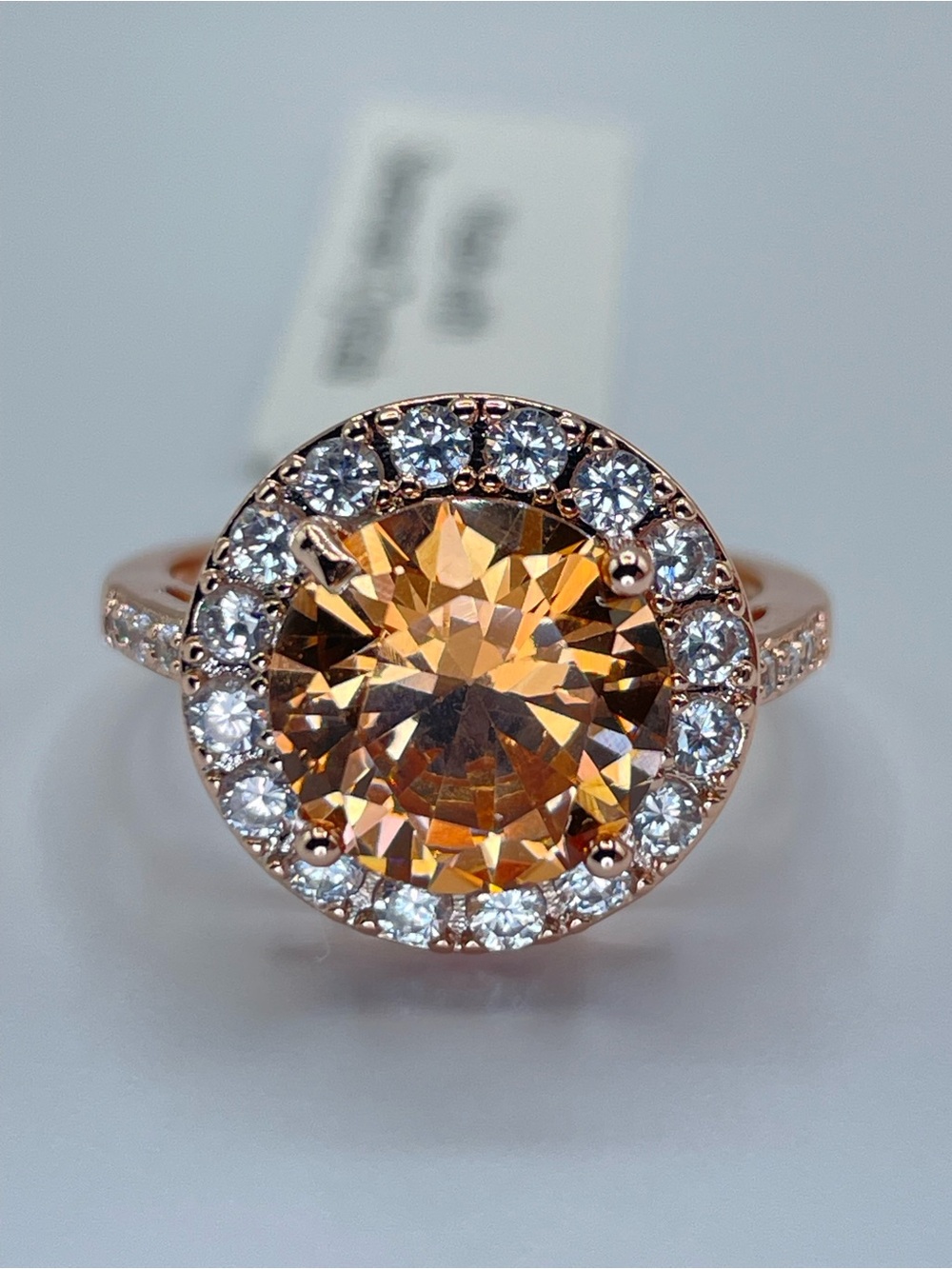 Swarovski Crystal Elements Champagne Halo Statement Ring Glam Sz 7